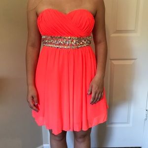 Sequin Hearts Bright Orange Party Dress.